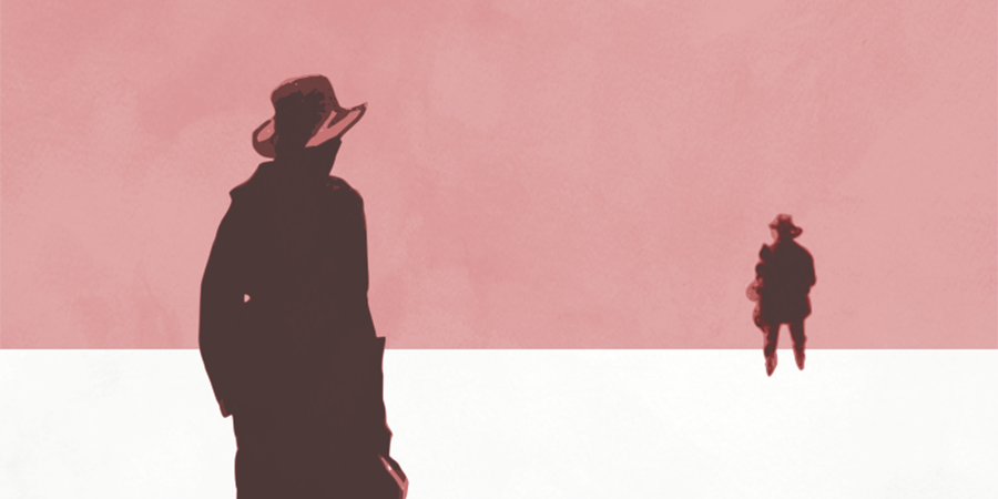 Album cover illustration — a stylized sunrise over ocean waves, titled 'Nestor Valdez'