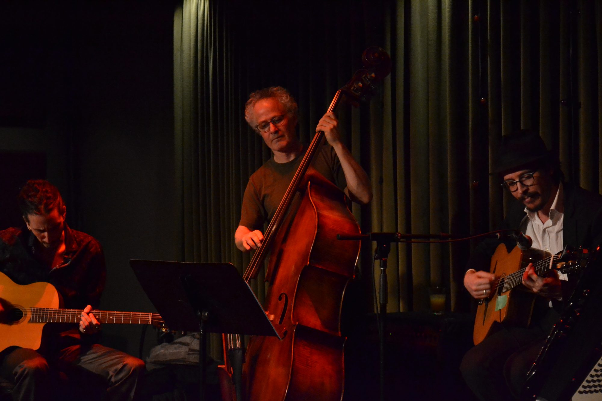 Marc Wencelius (guitar) performing with Daniel Koulack (double bass) and Quintin Bart (guitar)